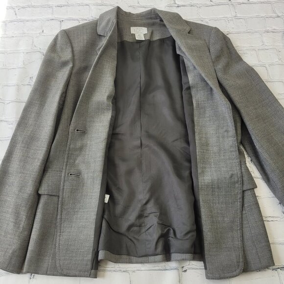 Loft Petites women light gray wool bland Classic blazer jacket size 10P - Picture 9 of 11